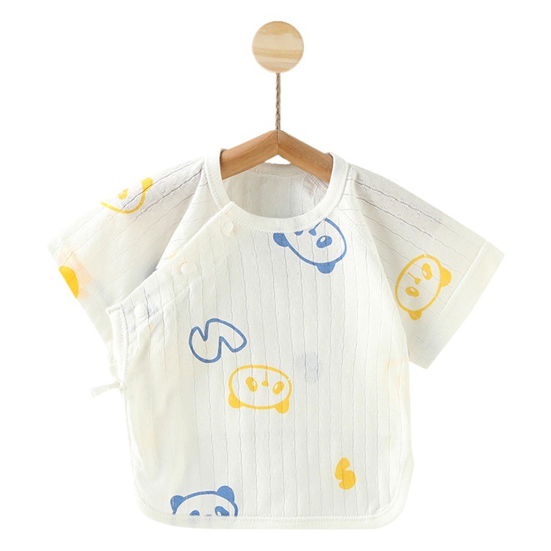 Newborn Baby Half-back Clothing Summer Short-sleeved Thin Pure Cotton Boneless Newborn Baby Half-sleeved Top Air-conditioned Monk Clothing
