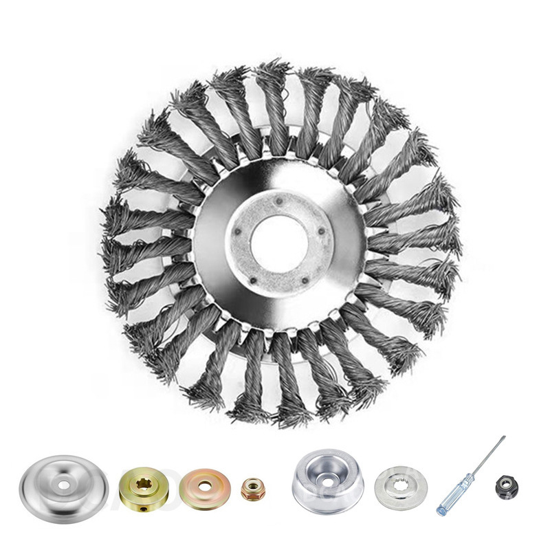 Nueve caballos de apoyo cortacésped de rueda de acero de apoyo cortacésped de acero eliminación de óxido de deshierbe placa