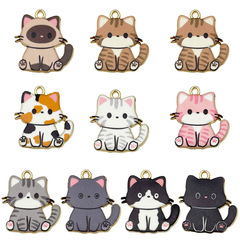 クロスボーダー漫画かわいい合金プリントペンダント猫アクセサリー動物 diy ブレスレットネックレスペンダントジュエリーアクセサリー