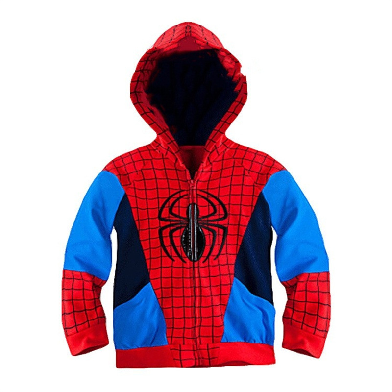 Adult Boys' Jacket Spider-Man Web 3D Digital Print Autumn Outerwear Zip-Up Hooded Sweatshirt Fleece Sweatshirt