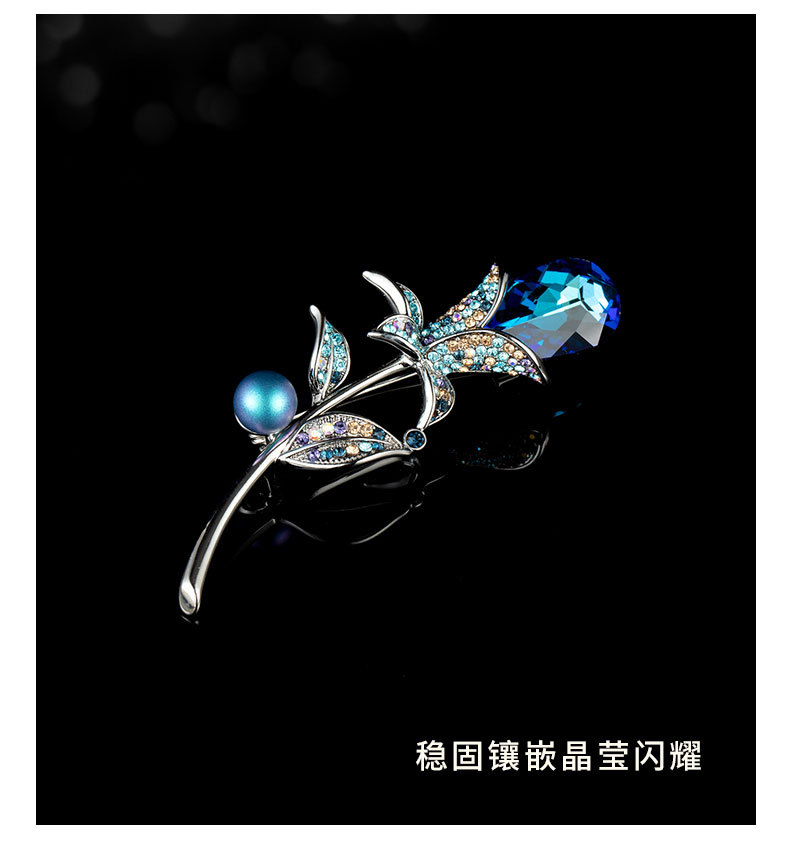 华丽质感水晶花朵品味非凡小众高级感花卉别针批发定制