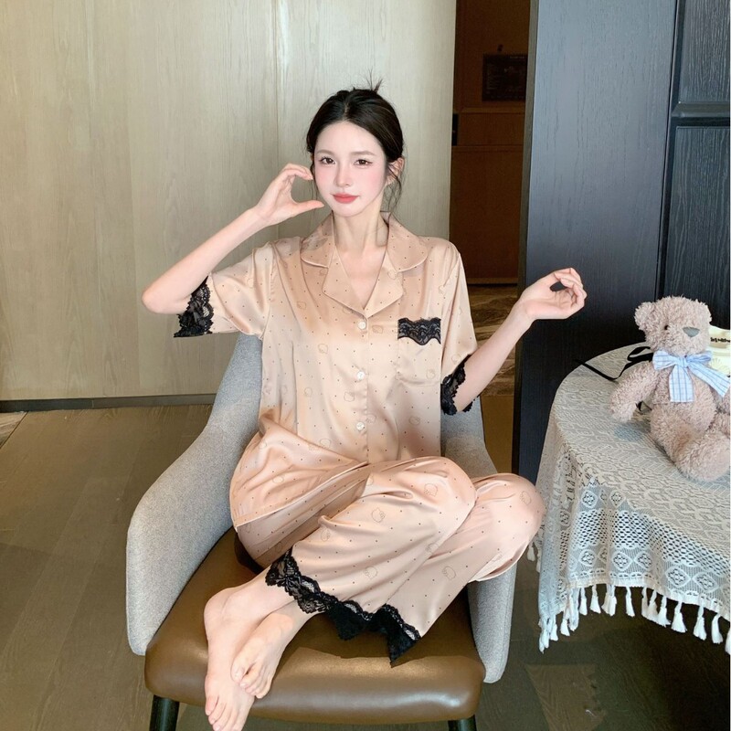 [A touch of heart] Summer high-end sense new pajamas short-sleeved trousers women's lace home clothes pajamas suit