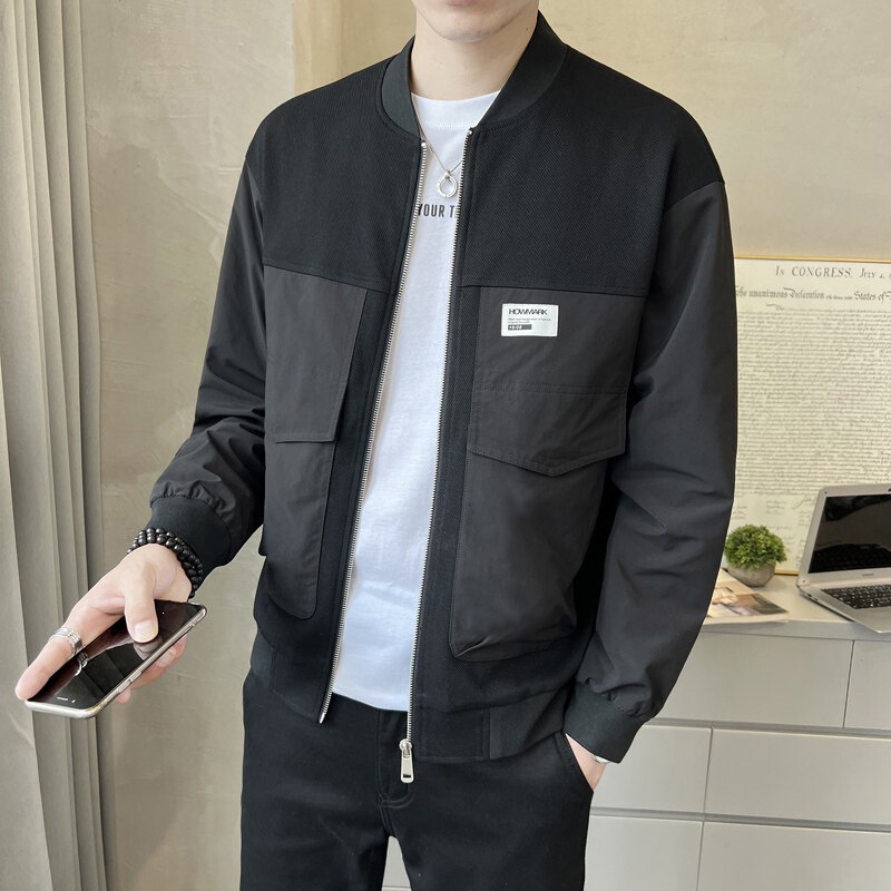 New Autumn Knit Patchwork Jacket, Baseball Collar Casual Korean Style Coat JK2033 New Autumn Knit Patchwork Jacket, Baseball Collar Casual Korean Style Coat JK2033