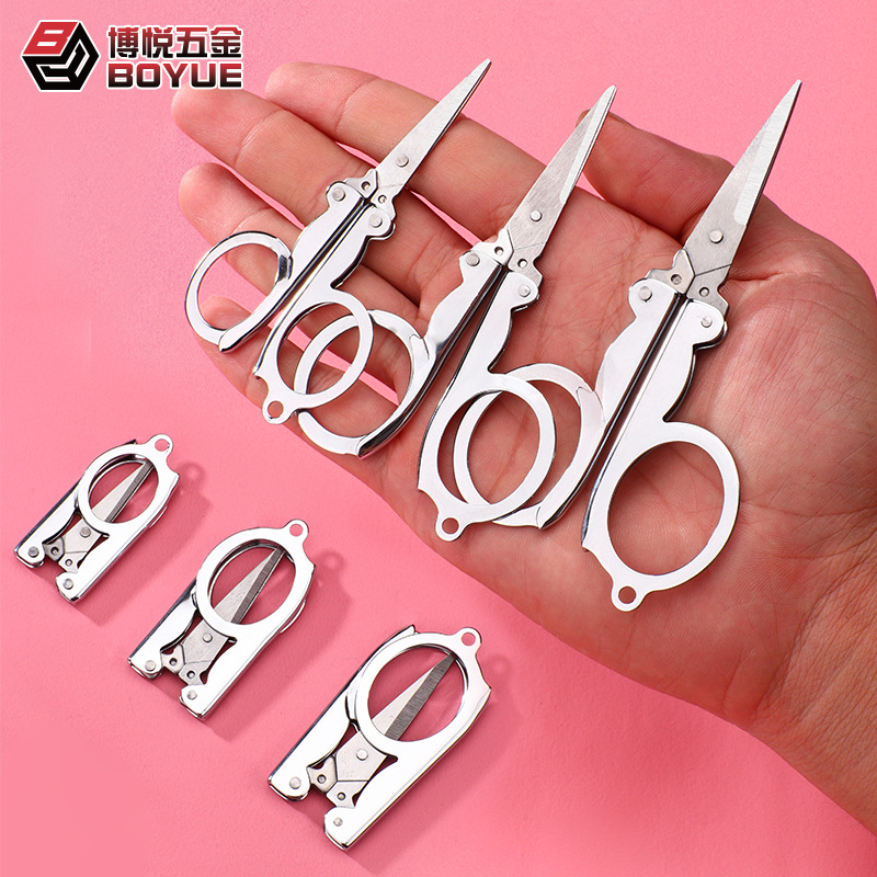 재고 도매 스테인레스 스틸 접이식 가위 여행 가위 편리한 교수형 낚시 가위 가정용 미니 실 작은 가위