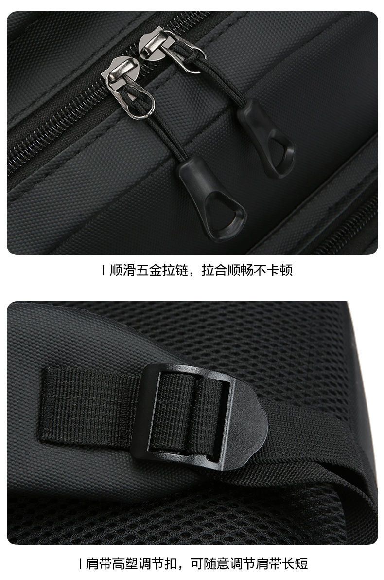 Cross-border business backpack, men's commuting and office computer bag, water-resistant double backpack, lightweight and large-capacity student schoolbag undefined