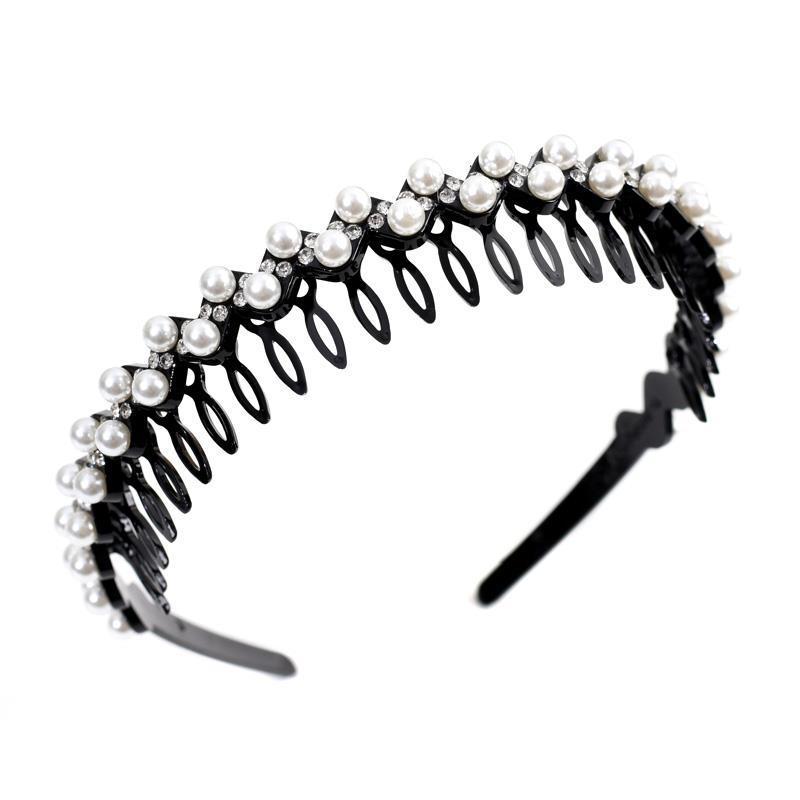 Venta al por mayor celebridad de internet dentado antideslizante diadema banda de pelo horquilla de las mujeres clip de pelo tocado de las mujeres todo partido rhinestone pelo presionando anillo de pelo