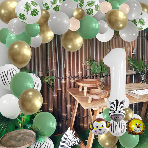 Amazon Hot Selling Jungle Balloon Chain Leaves Decoration Latex Sequins Birthday Party Party Animal Arrangement Props