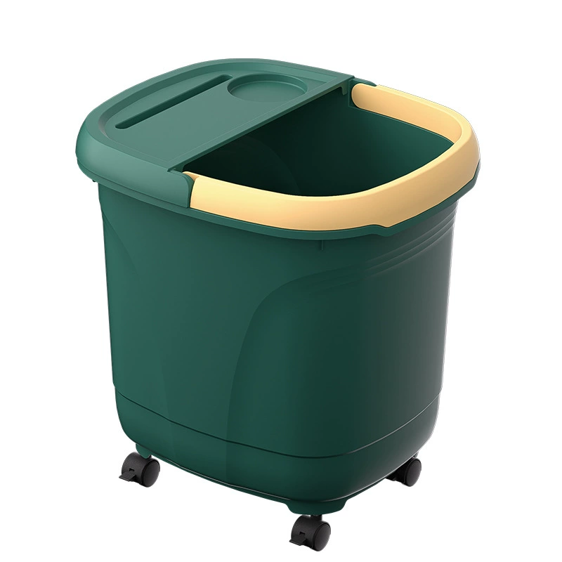 Soak the foot bucket light luxury wind, wash the foot barrel portable belt with wheel plastic foot bathtub