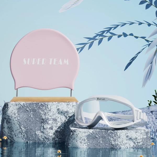 ♡♤★Pink + large frame swimming goggles★♡♤