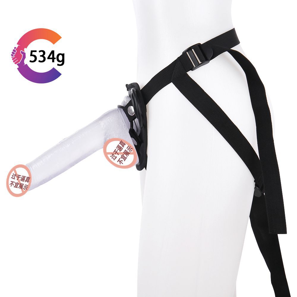 F212黑色3環洛神清晰紋路仿真陽具皮褲男女同性情趣用品一件代發