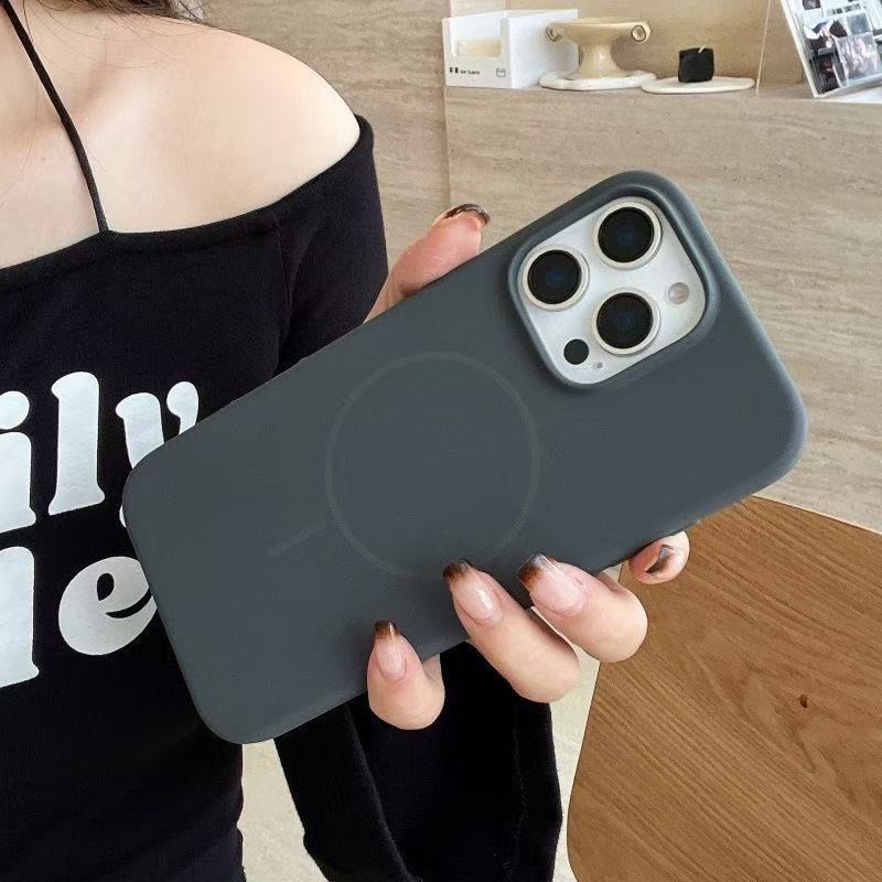 iPhone16 Pro用、細い磁気リング付き液体シリコン製スマホケース、Apple 17 AIR用耐衝撃無地保護ケース|undefined