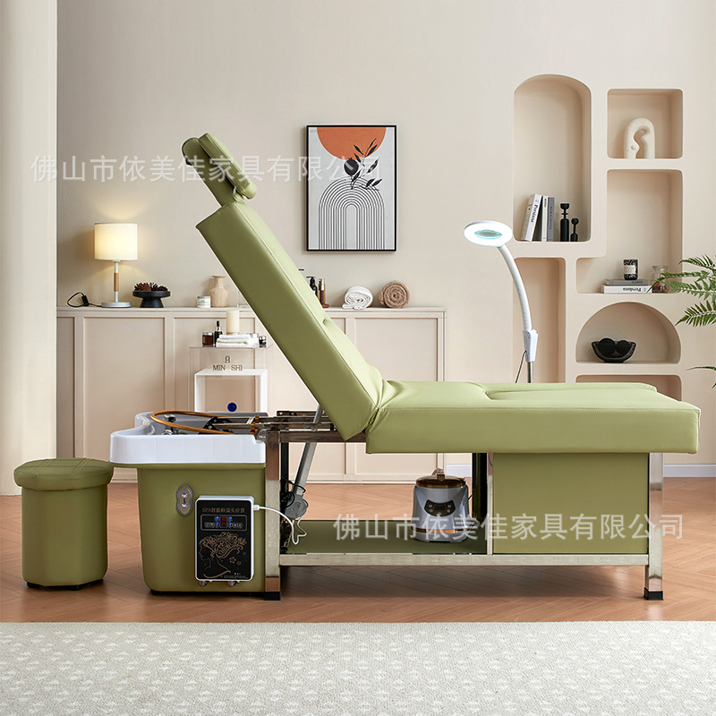 Cama eléctrica de elevación de alta gama salón de belleza cama de champú especial cama de masaje cama de tratamiento de cabecera cama de circulación de agua cama de vapor