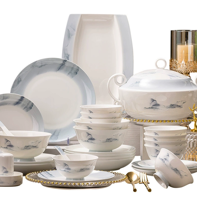 Один комплект фаянсовой посуды Jingdezhen bone porcelain без глазури, высокого класса