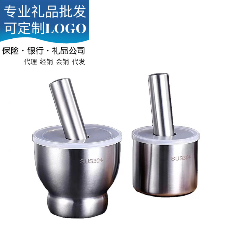 304不锈钢捣碎器 家用加厚捣蒜器 老式捣药罐手动石臼蒜泥研磨器|ms