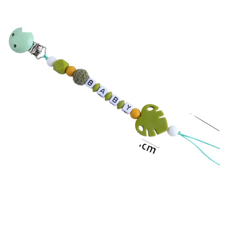 Bebé suministros DIY creativo Hemu chupete clip de nombre del bebé calmante hoja de silicona chupete Cadena de juguete