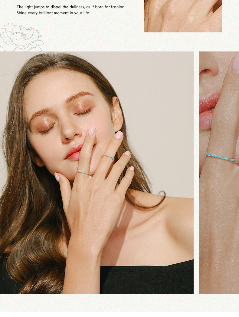 Fashion Round Silver Plating Inlay Turquoise Rings 1 Piece