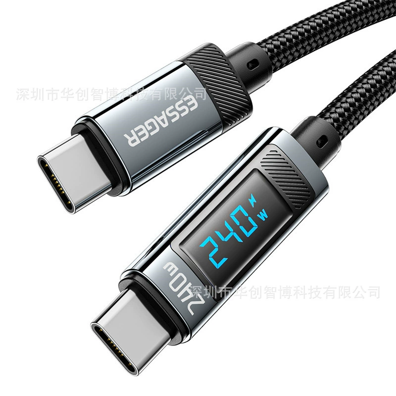 USB‑C на USB‑C кабель (ESSAGER) C240, 240W, цифровой дисплей мощности, характерная braided алюминий