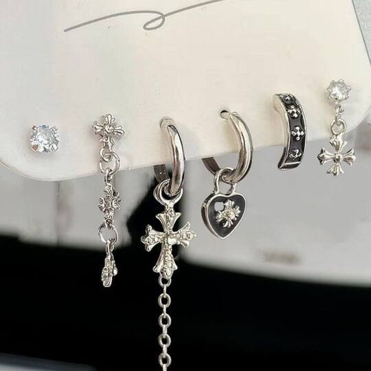Cool grl! Love zircon six-piece set earrings sweet cool earrings niche design piece set earrings earrings