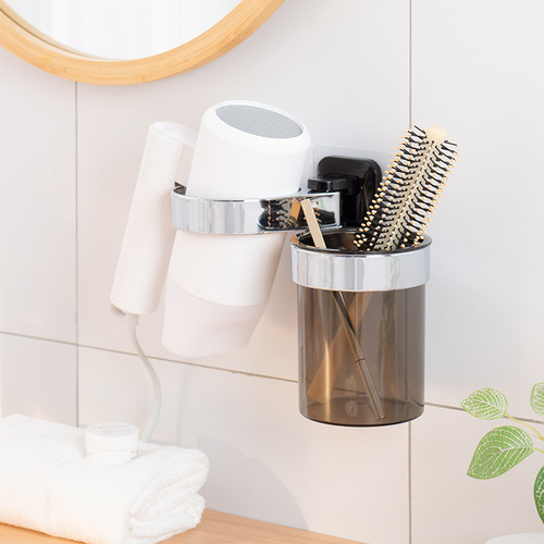 No punching hair dryer rack bathroom bathroom storage bucket wall-mounted household storage tube cross-border hot selling hair dryer rack