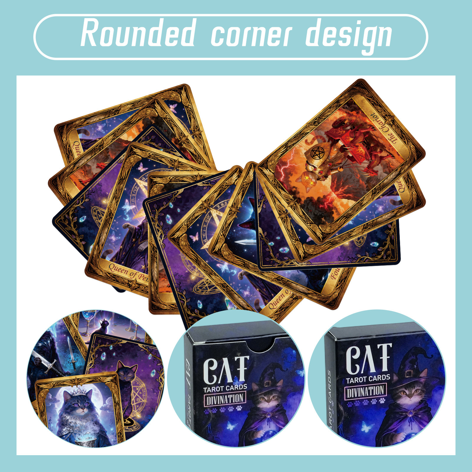 Whimsical Cat Tarot Card Game Mysterious Immersive Board Deck_voghion.com