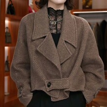 短款女装西装2025秋冬新款呢子长袖韩版宽松时尚双面毛呢外套氨纶