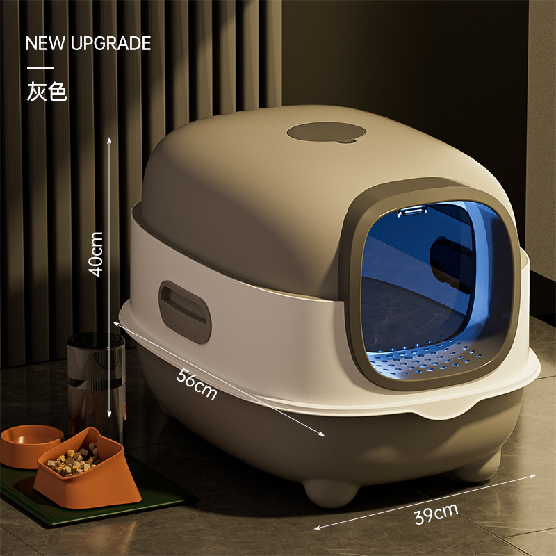 特大猫トイレ、完全密閉型、飛沫防止、厚みのある猫トイレ、大型プラスチックペット用品、ドロップシッピング|undefined