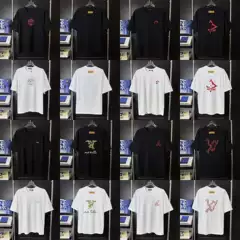 Cross-Border. Correct Version. High Version. Lujia Short-Sleeved 25 New Pure Cotton Classy Series Short-Sleeved T-Shirts for Men and Women