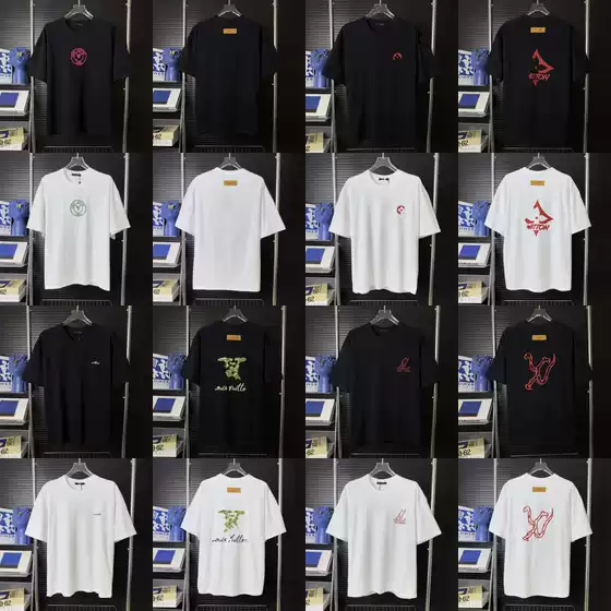 Cross-Border. Correct Version. High Version. Lujia Short-Sleeved 25 New Pure Cotton Classy Series Short-Sleeved T-Shirts for Men and Women