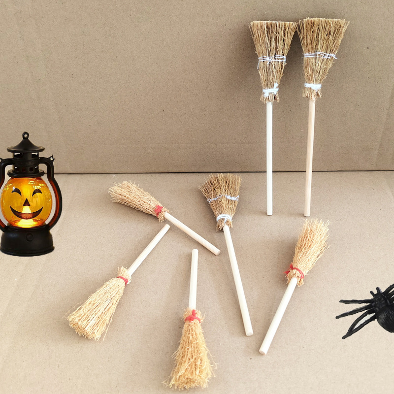 Cross-Border Halloween Mini Straw Broom, Craft Ornament, Witch's Small Broom, Miniature Decoration, DIY Prop Cross-Border Halloween Mini Straw Broom, Craft Ornament, Witch's Small Broom, Miniature Decoration, DIY Prop