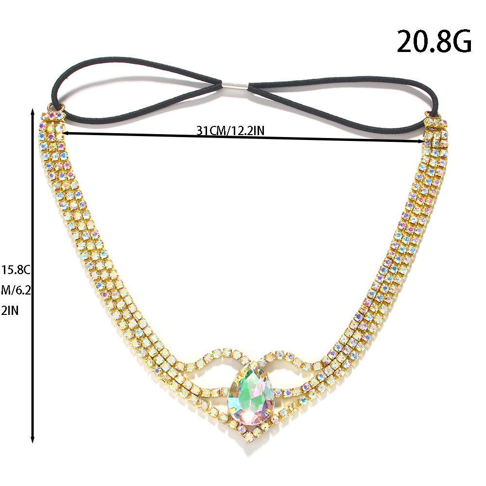 multi drainage drop forehead chain hair accessories exotic AB diamond high end headdress bride accessories female_voghion.com