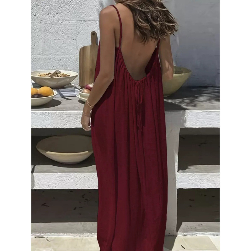 2026wish independent store Amazon new women's home wear solid color halter backless foreign trade dress with a flared hem 2026wish independent store Amazon new women's home wear solid color halter backless foreign trade dress with a flared hem