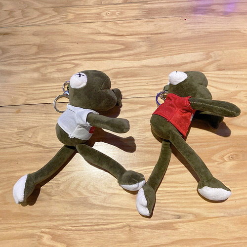 Plush T-shirt long-legged frog key chain couple school bag pendant bag pendant doll doll key chain wholesale