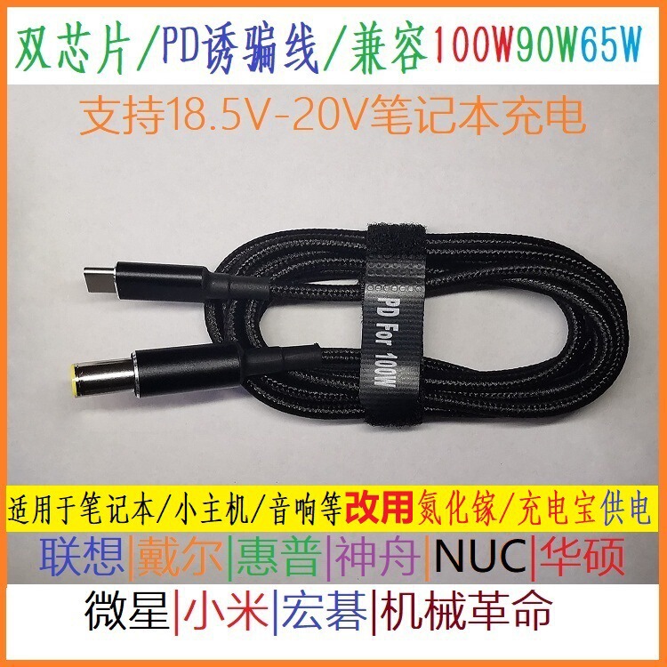 100Wpd Decoy Cable Is Suitable for Hp Lenovo Asus Type-C to Dc7.47.9*5.0 Square Port Charging Cable