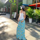 Pure Desire Style Pleated Slim Fit Tube Top Women's Spring New Floral Slim Look High Waist Long Dress Fashion suit