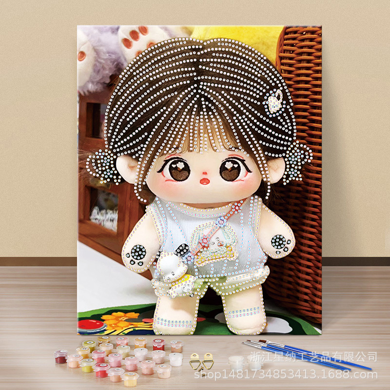 Pegatinas de diamantes calientes diy muñecas de algodón hechas a mano pintura de diamantes pintura de diamantes ventas directas de fábrica pegatinas de pintura de mampostería con marco