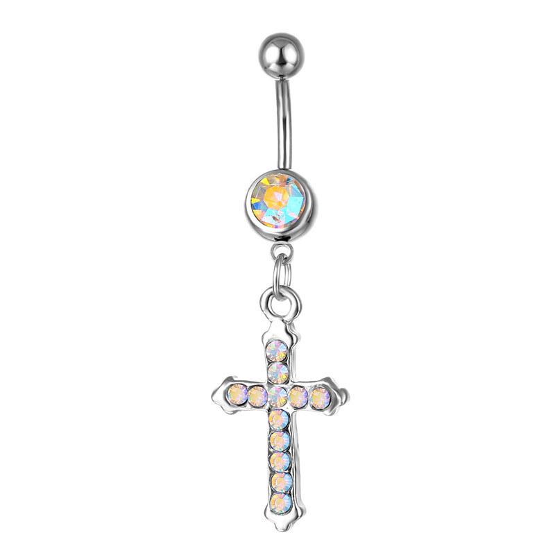 Piercing Jewelry Stainless Steel Diamond Cross Pendant Navel Nail display picture 3