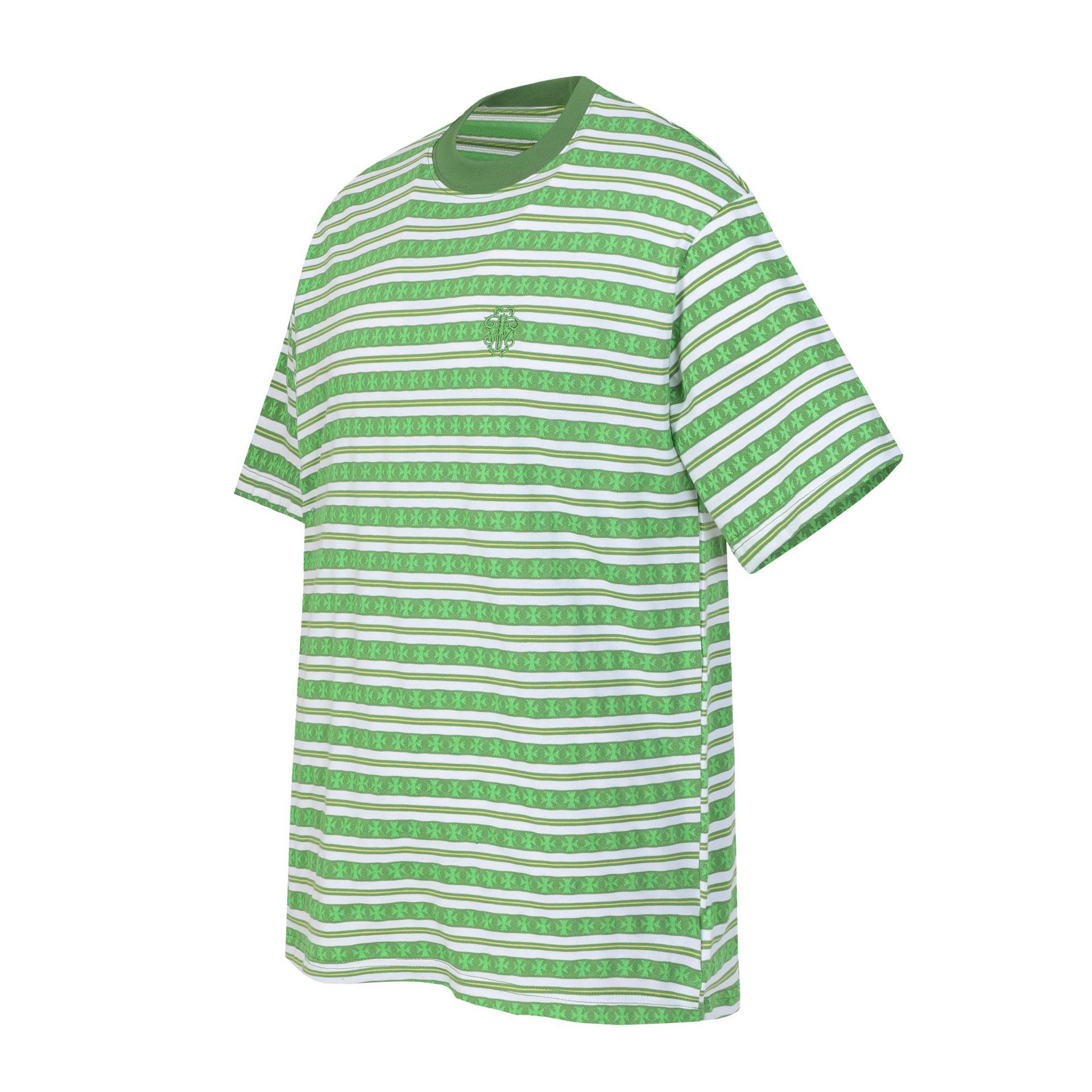 Chrome Hearts T-shirt Cross Striped Jacquard Green White