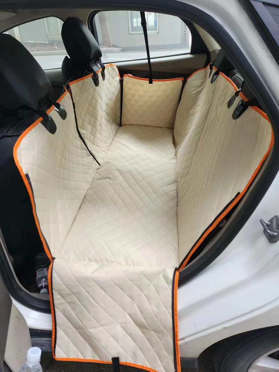 베이지 퀼트 면 지퍼