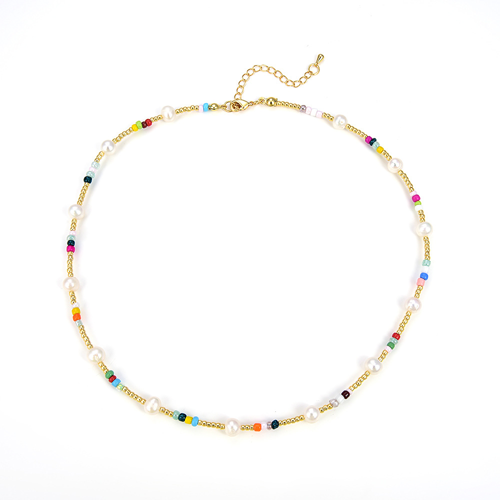 Fashion Geometric Natural Freshwater Pearl Beaded Pendant Necklace 1 Piece