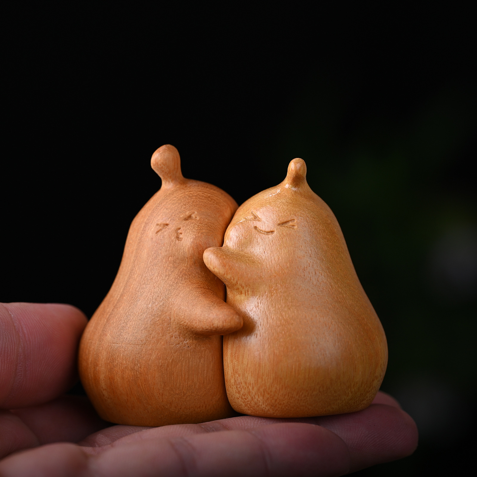 永不分離黃金檀木雕創意情侶生日禮物情人節男女生可愛桌面小擺件