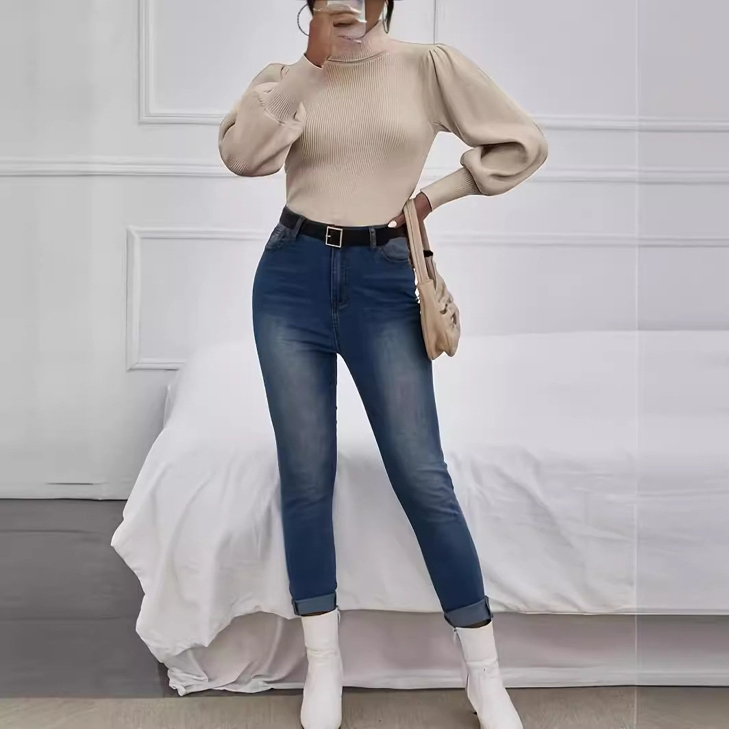 Set di maglioni eleganti in maglia da donna - Maglione a collo alto alla moda autunno inverno 2024 da donna_voghion.com