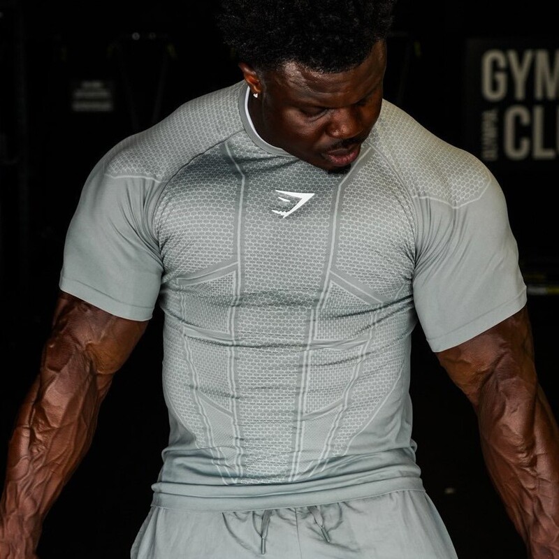 GYMSHARK ONYXV1 men's T-shirt, athletic and fitness wear, elastic round-neck short-sleeve, slim-fit, cross-border style, training top GYMSHARK ONYXV1 men's T-shirt, athletic and fitness wear, elastic round-neck short-sleeve, slim-fit, cross-border style, training top