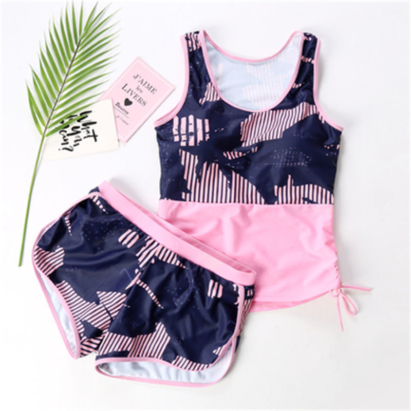 Trajes de baño deportivos de mujer split split aguas termales conservadoras cubrir el estómago chaleco de los estudiantes trajes de baño de dos piezas set comercio exterior