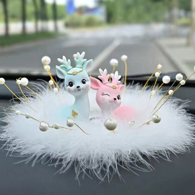 Car ornaments – Goddess car accessories ornaments - color-small-fairy-deer-round-pearl-pad-send-no-mark-glue-10