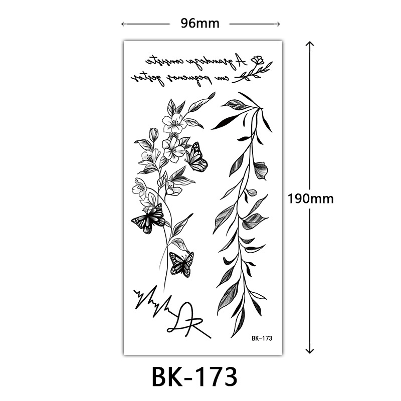 Tatuaje Temporal de Flores Boceto de Papel de Transferencia al Agua, Impresión por Transferencia de Agua, para Cuerpo image 179
