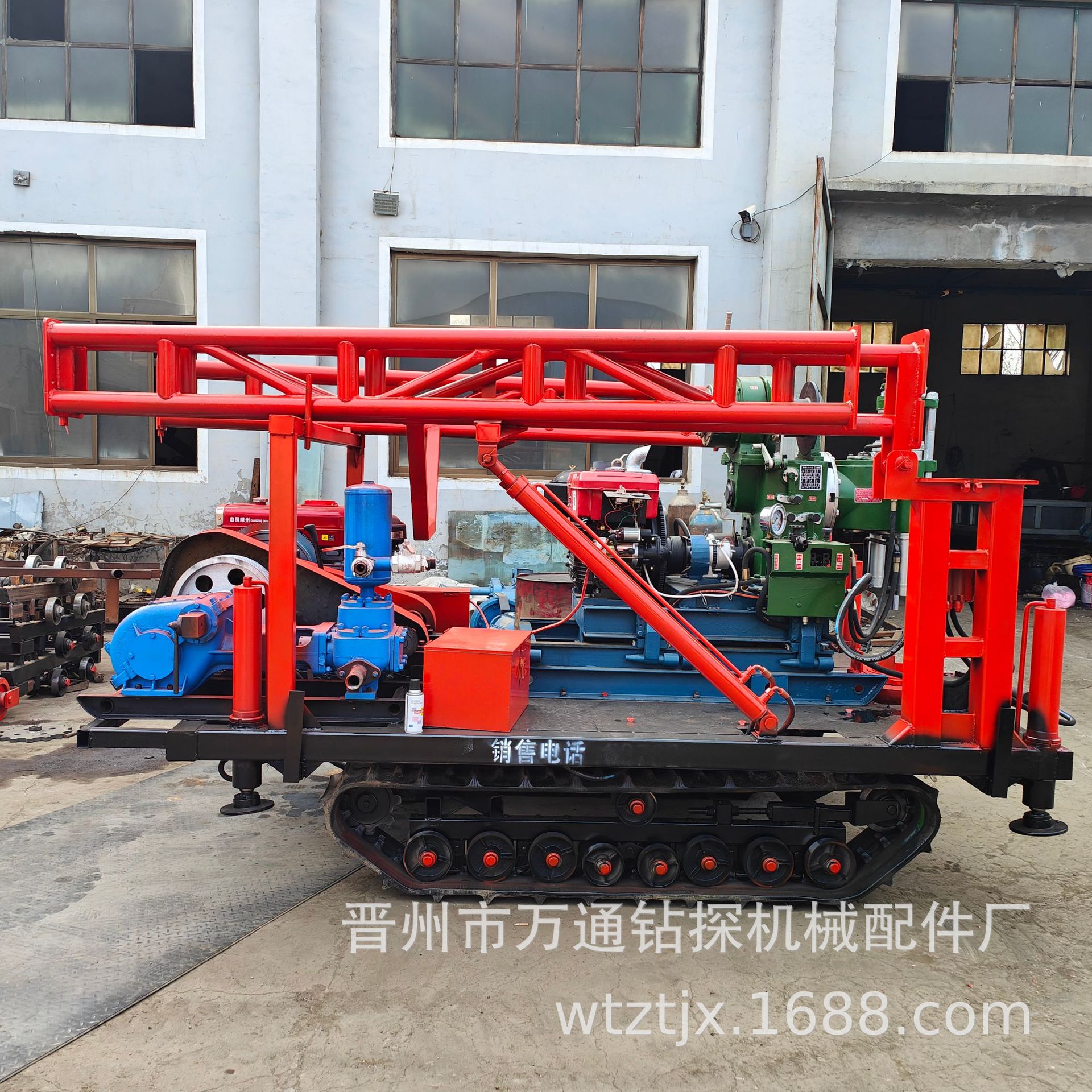 文登GJ240-2S型配200型双缸泥浆泵拧管机履带液压塔钻机大口径