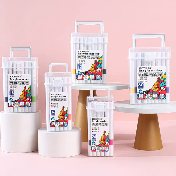 Acrylic markers for kindergarten art painting, non-transparent and stackable watercolor pens, acrylic marker drawing pens