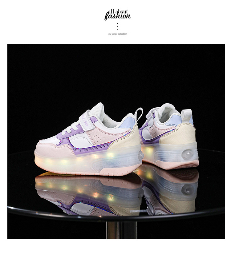 Kinder-Rollschuhe mit zwei Rädern für Jungen und vier Räder, explosive Laufschuhe für Teenager, Rollschuhe für Mädchen_voghion.com