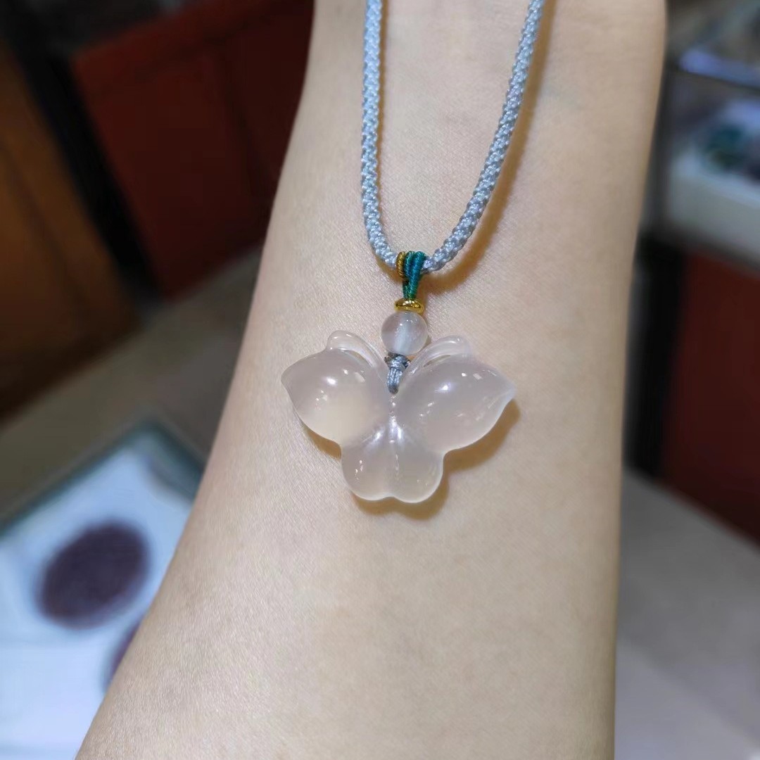 나비 펜던트 + 그레이 브레이드 로프