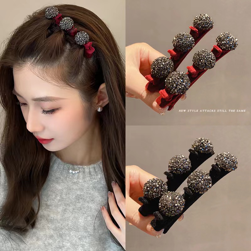 Flocado de flujo de mar horquilla de horquilla de flequillo de cabello trenzado lateral femenino horquilla de cabello en la frente horquilla de trenzado de doble capa princesa accesorios para el cabello